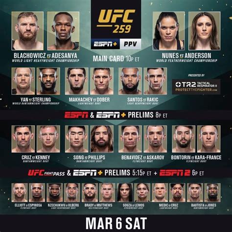 ufc line up.